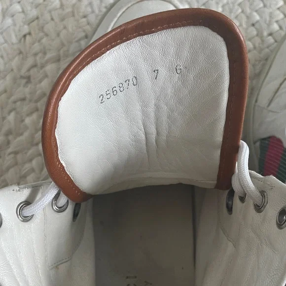 Gucci White High-Top Sneakers with Green and Red Stripe Sz:42 - Picture 4 of 4